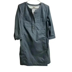 J.Jill Women's Shift Dress Knee Length Indigo Blue 3/4 Sleeve Size Small